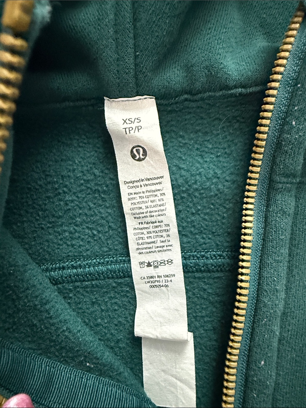 Forest Green Half-Zip Lululemon Cropped Hoodie - Picture 2 of 3